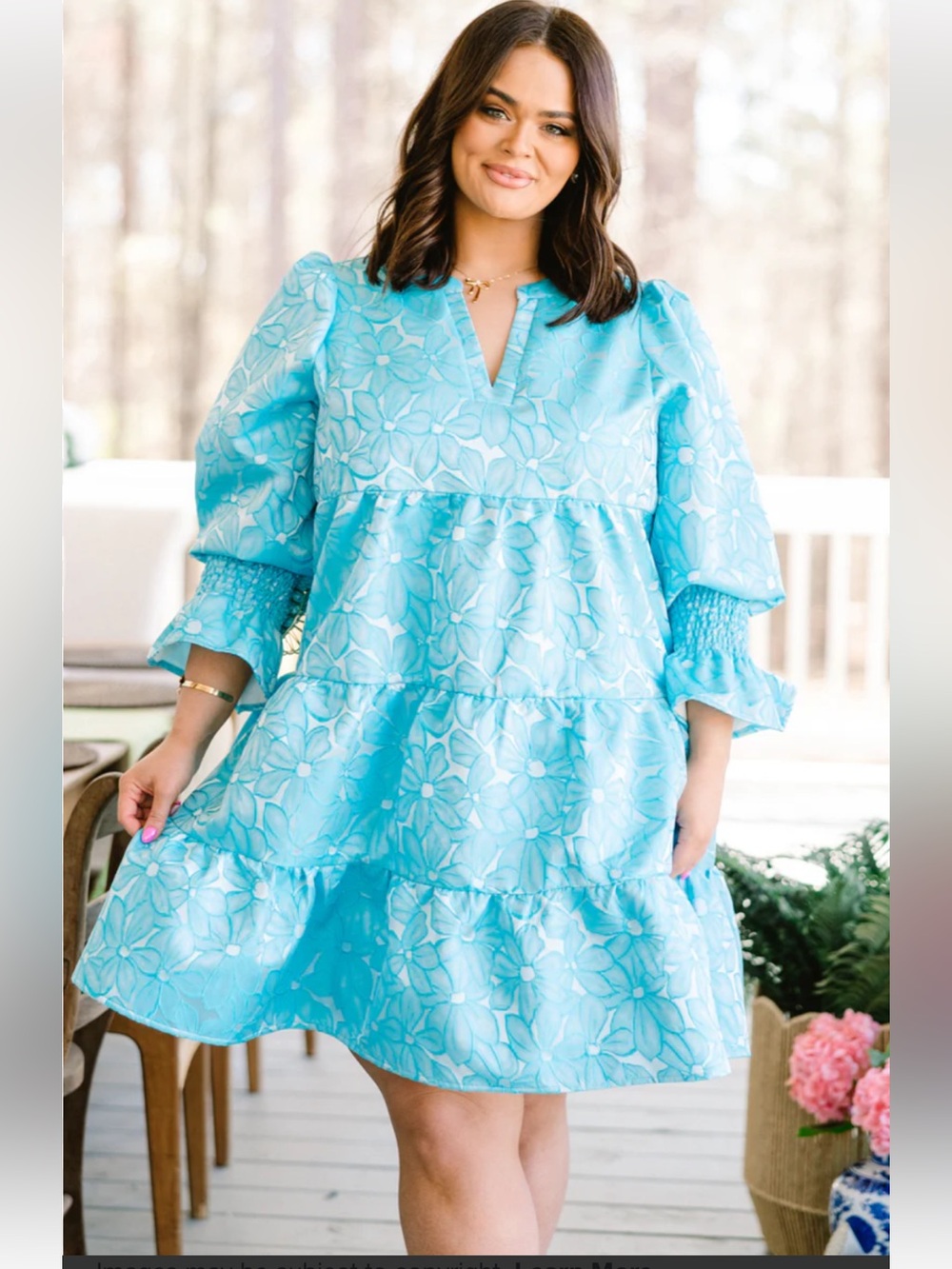 Tuckernuck Pomander Place aqua blue daisy jacquard Kenzo dress
